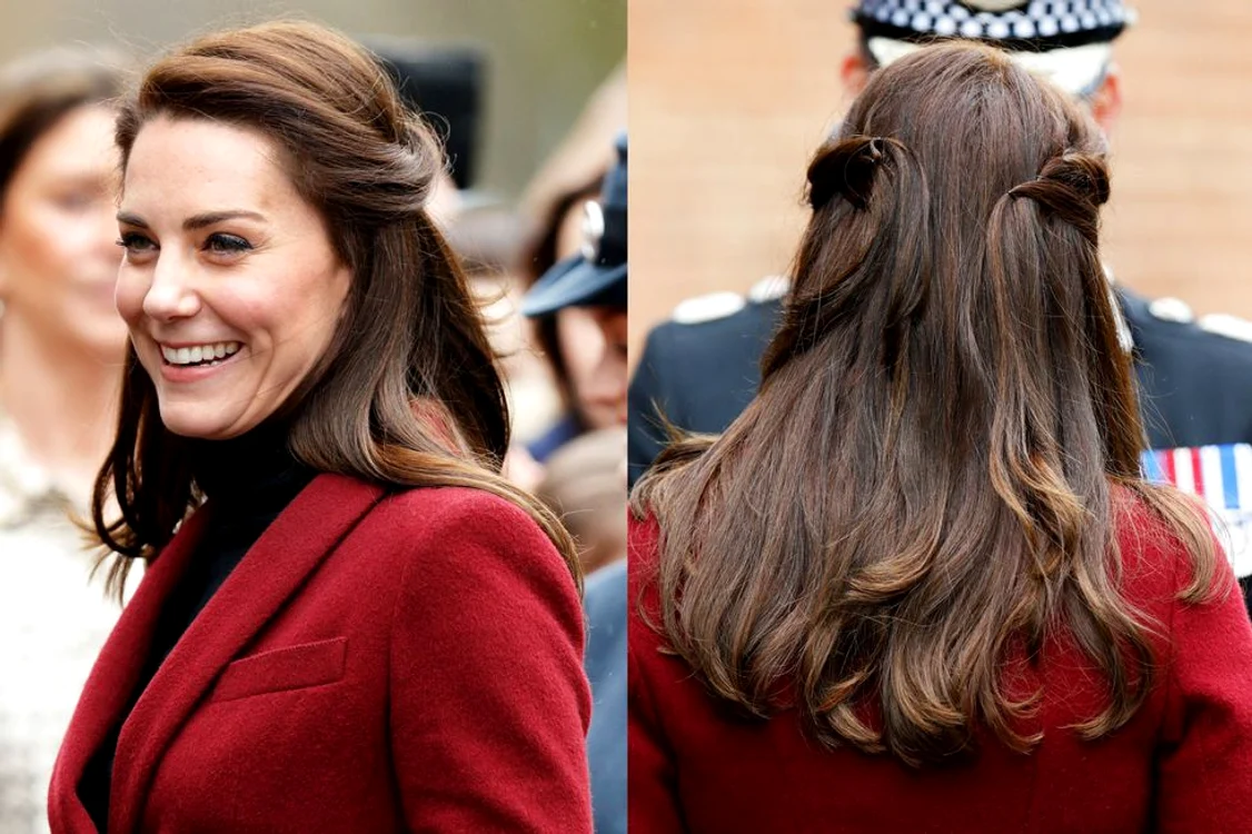 Coafura purtată de Kate Middleton la un eveniment care a avut loc în luna februarie, 2017 