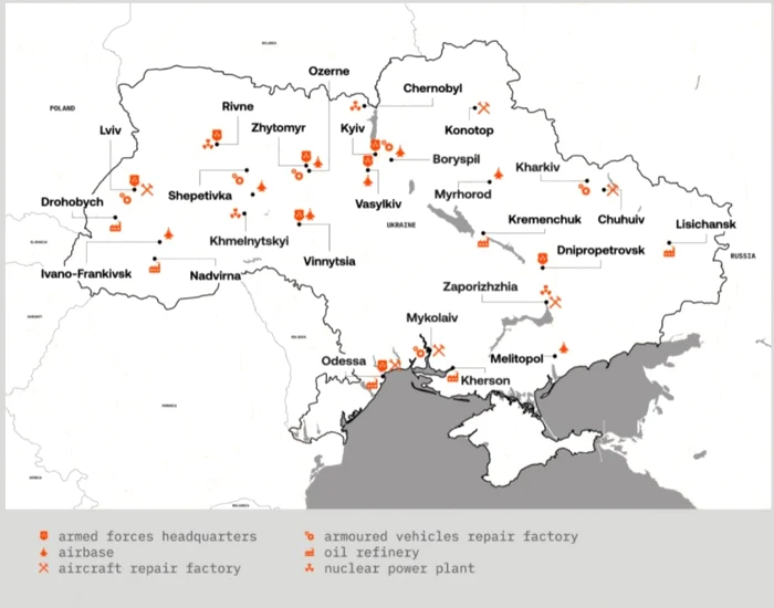 Harta cu potentiale tinte de atac in Ucraina FOTO zn.ua