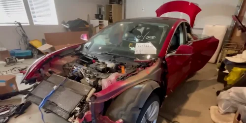 Wrecked Tesla Model 3 with a surprise jpg
