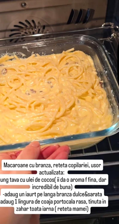 Rețeta Monicăi Bîrlădeau de macaroane cu brânză / Foto: Instagram