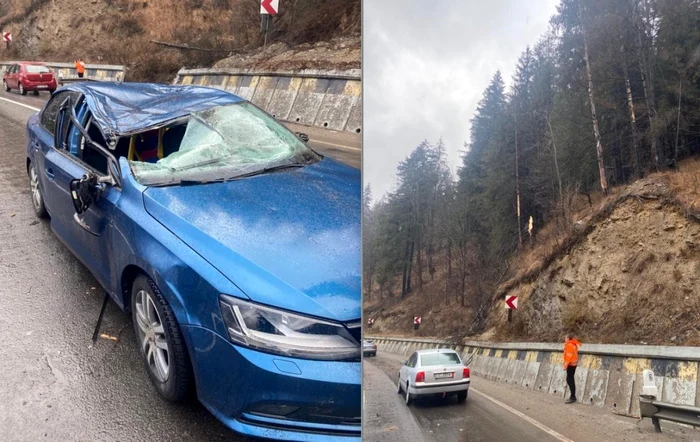 Maşina distrusă şi locul unde s-a produs tragedia FOTO Oana Ş