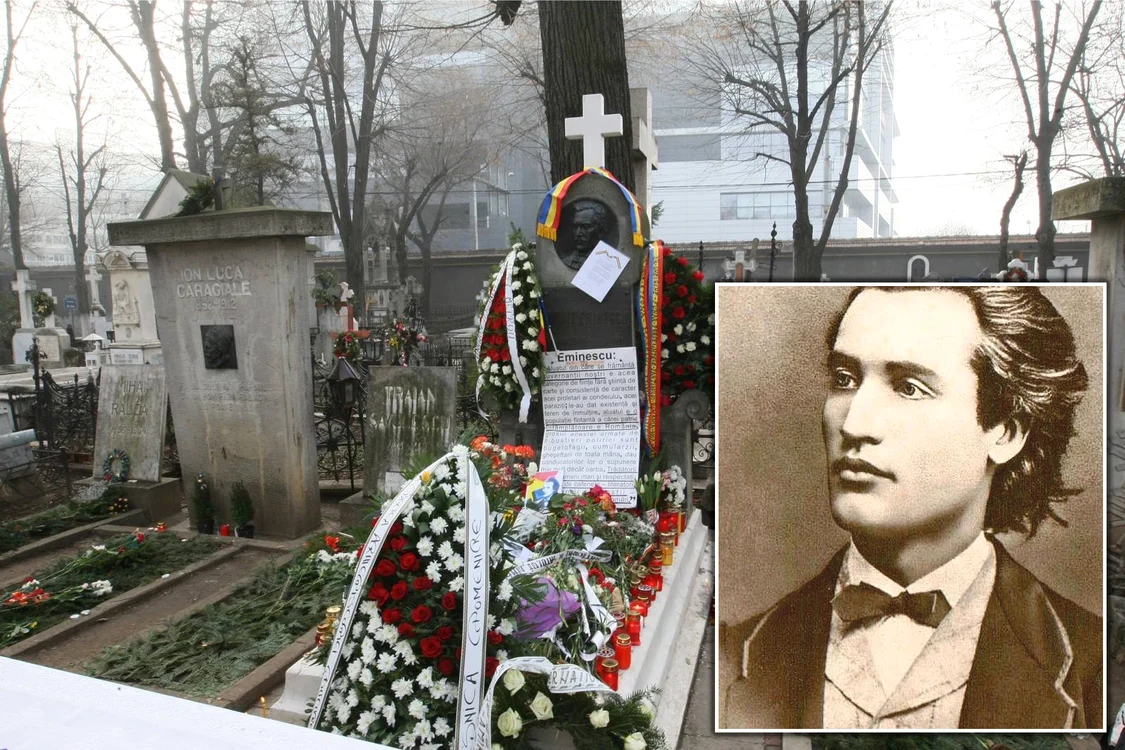 
    Mihai Eminescu (15 ianuarie 1850 - 15 iunie 1889), aici în prima tinerețe și la maturitate  