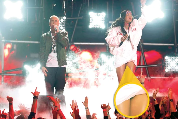
    Eminem (41 de ani), interpretând piesa “ The Monster”,  alături de Rihanna (Foto: Reuters)  