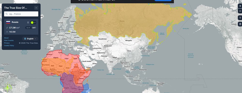 De Rusia este pe hartă mai mare decât toată Africa. Care este realitate și care sunt explicațiile științifice