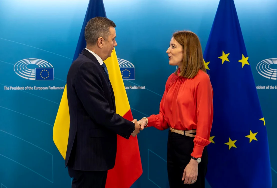 Sorin Grindeanu și Roberta Metsola FOTO: Facebook/Sorin Grindeanu