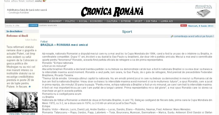 Cronica Română a scris despre meci înainte ca acesta să aibă loc