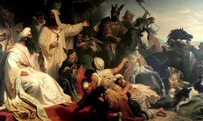 Califul Harun al Rashid primește o solie de la Carol cel Mare, la curtea sa din Bagdad, pictură de Julius Köckert (© Wikimedia Commons)