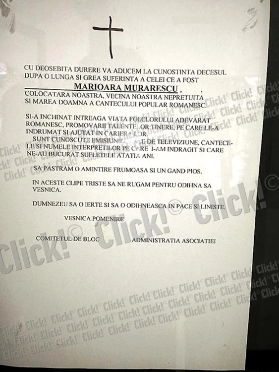 † Marioara Murărescu a murit la 66 de ani, după o lungă suferinţă