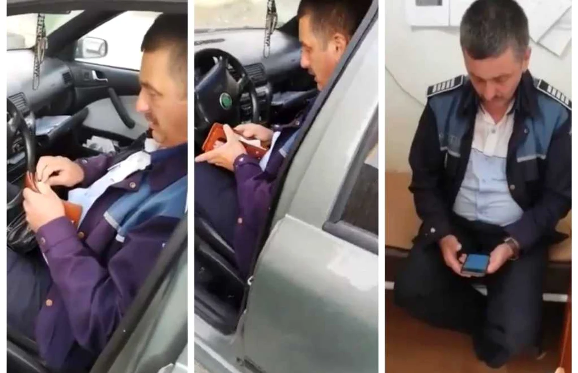 Poliţistul a fost filmat de colegul său în timpul verificărilor