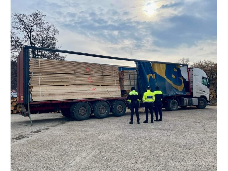 TIR cu cherestea, confiscat în Neamţ. Valoarea capturii este de 70.000 de euro