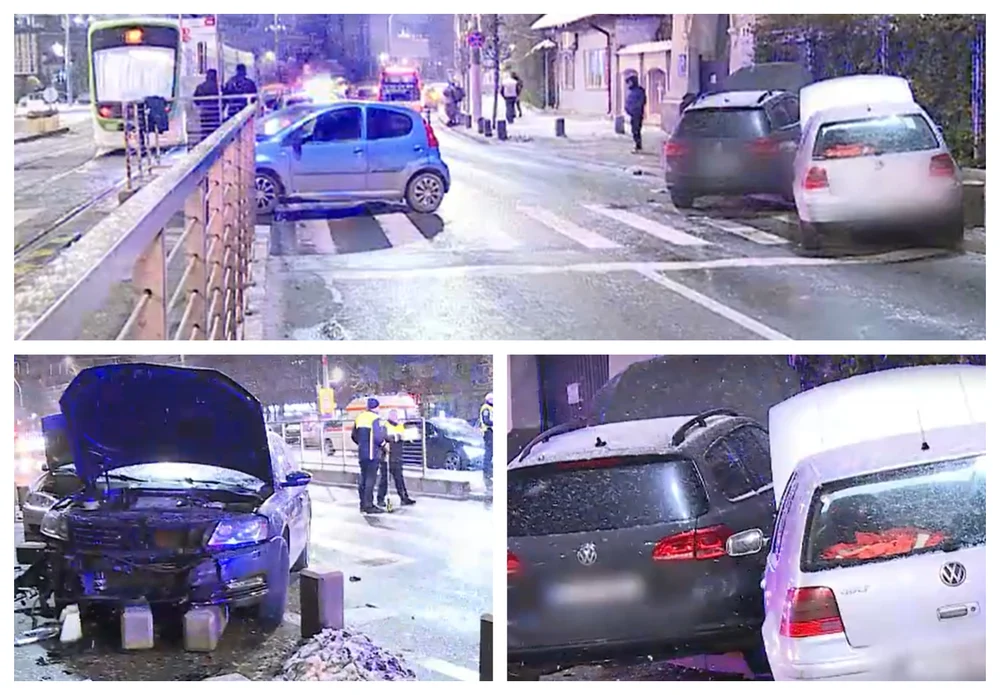 Pieton lovit pe trecere, în Sectorul 4 al Capitalei, după un accident în lanț. Bărbatul se află la spital, în stare gravă