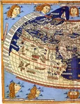 Cosmographia Germanus, hartă din secolul al XV-lea reprezentând lumea cunoscută de Ptolemeu (© Wikimedia Commons)