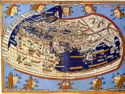 Cosmographia Germanus, hartă din secolul al XV-lea reprezentând lumea cunoscută de Ptolemeu (© Wikimedia Commons)