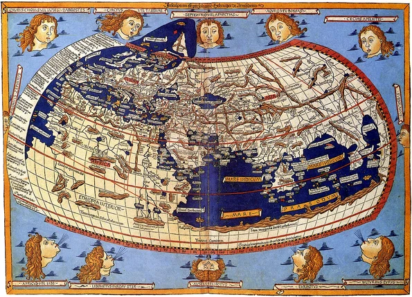 Cosmographia Germanus, hartă din secolul al XV-lea reprezentând lumea cunoscută de Ptolemeu (© Wikimedia Commons)