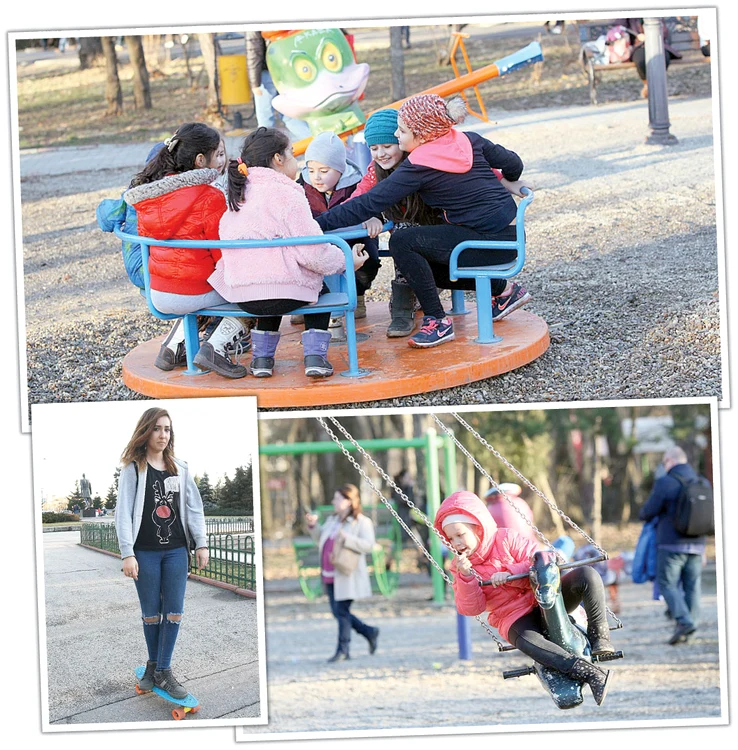Copiii, abia ieşiţi  de la şcoală, au dat  năvală în parcuri