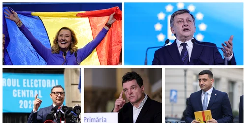 Colaj Candidati alegeri 2025  Crin Antonescu Victor Ponta George Simion Nicusor Dan si Elena Lasconi Foto Inquam Photos