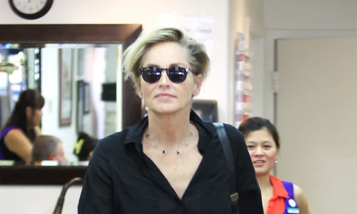 Sharon Stone Greets David Geffen At A Nail Salon In Beverly Hills jpeg