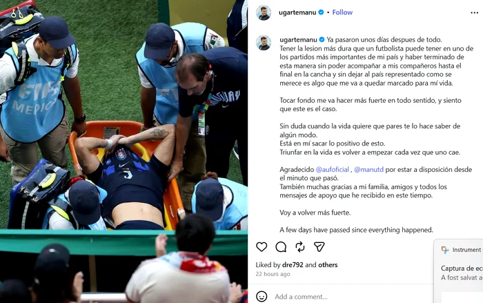 Postarea lui Ugarte, pe Instagram 