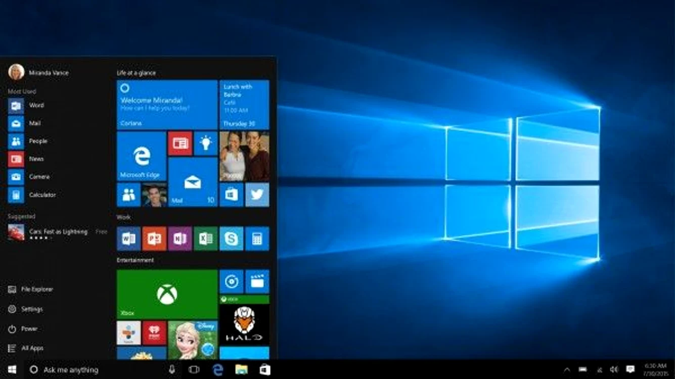 
    Așa arată ecranul de Start pentru Windows 10. E destul de simplu și de curat, cu aplicațiile principale la îndemână.Foto: Microsoft  
