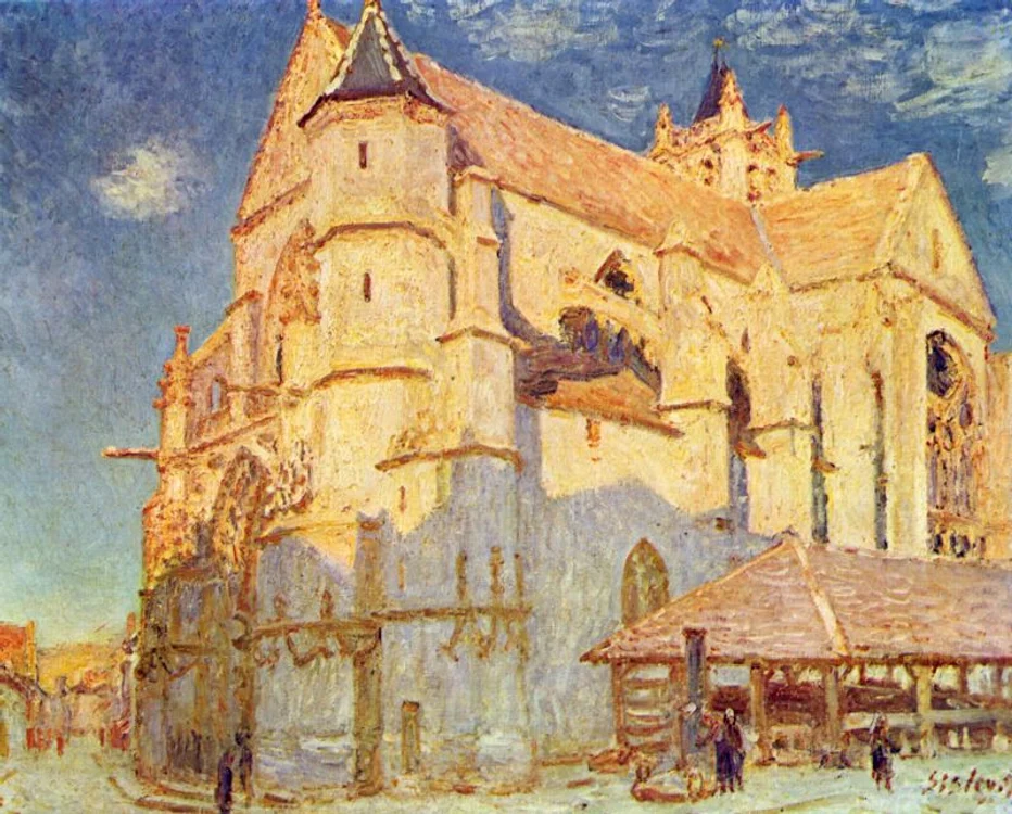 Alfred Sisley,  Biserica din Moret,  1893,  Musée des Beaux-Arts,  Rouen.