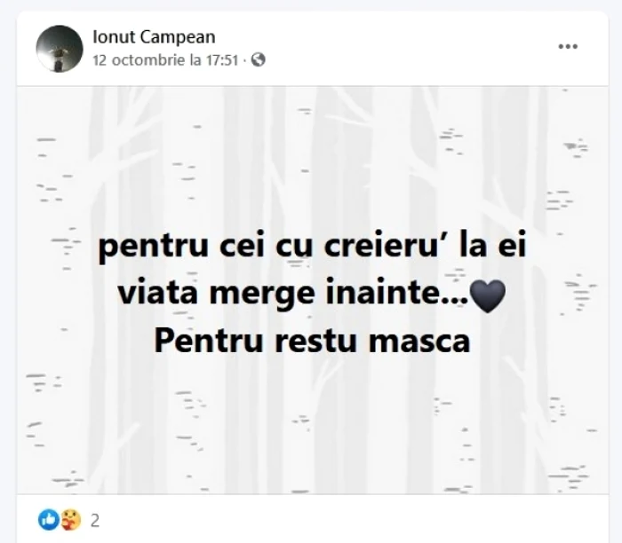 
    Jandarm coronasceptic, ucis de COVID-19Foto Facebook  