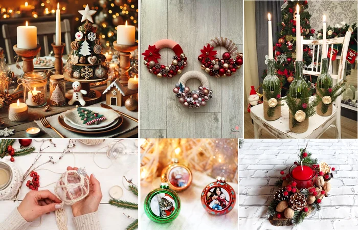 Idei de decorațiuni pentru un Crăciun DIY Colaj