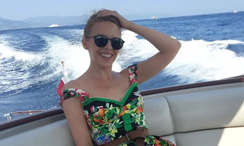 Kylie Minogue "Hi #lovers! Had a beautiful little getaway on a Riva today  Loved it   " jpeg