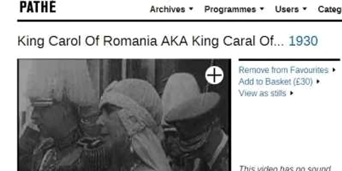Captură din filmul realizat în 1930 cu Regele Carol al II-lea, de pe site-ul companiei media British Pathé