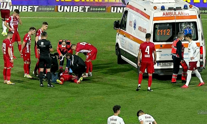 Momente de groază pe teren, cu dinamovistul Răuţă