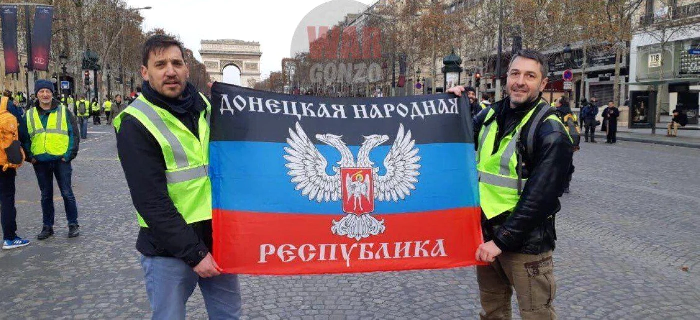 Extremişti pro-ruşi la protestul din Paris FOTO Canalul WarGonzo de pe Telegram/unian.info