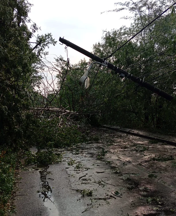Stâlp avariat pe Strada Teisani, Sectorul 1. FOTO ISU București-Ilfov