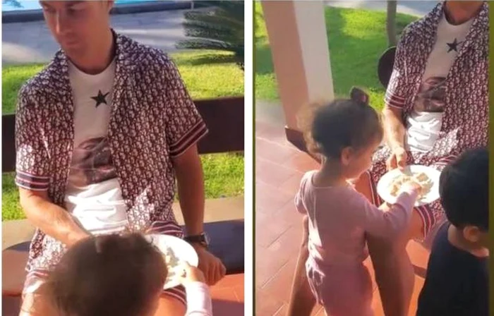 
    Cristiano Ronaldo are grijă de look-ul lui și când se joacă alături de cei miciFOTO: Instagram  