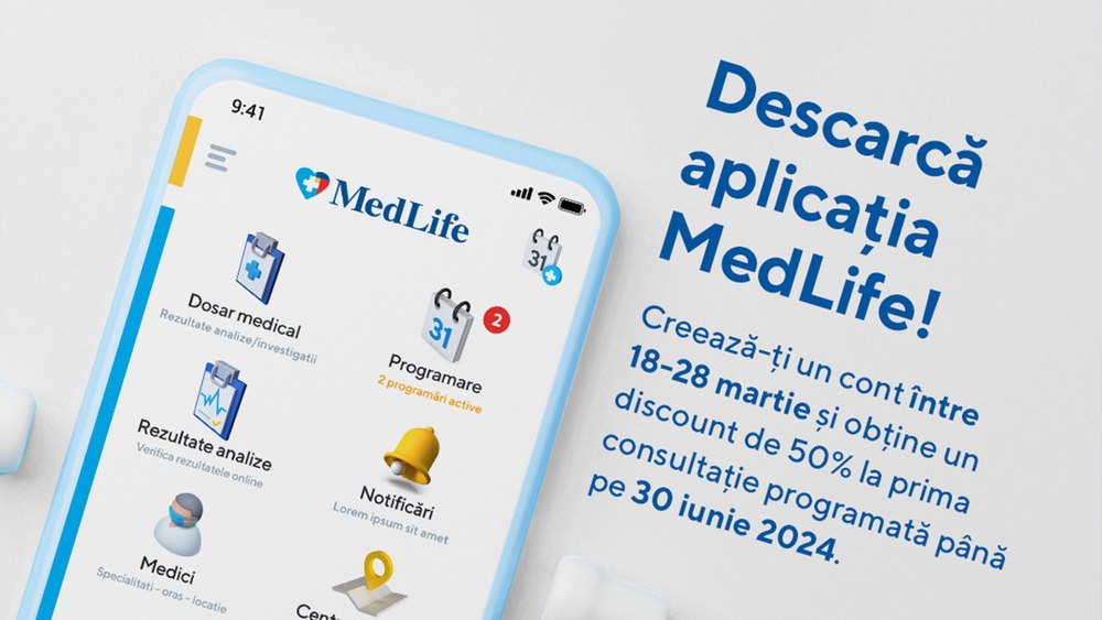 Descarcă aplicația MedLife și ai 50% discount la orice consultație medicală