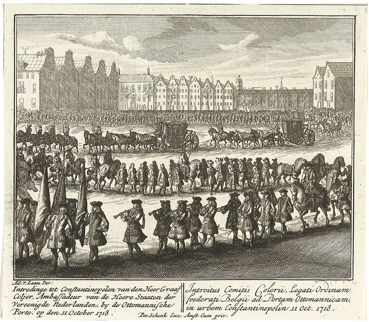 Intrarea lui Jacob Colyer la Constantinopol. Gravură din secolul XVIII (© Wikimedia Commons)