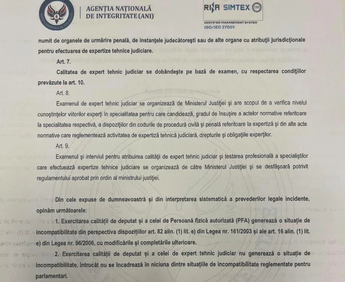 Documentul ANI FOTO: Adevărul