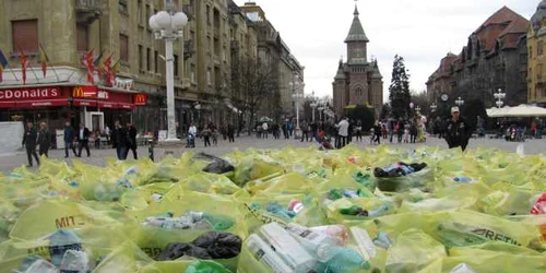 PET-urile au fost strânse în faţa Operei din Timişoara