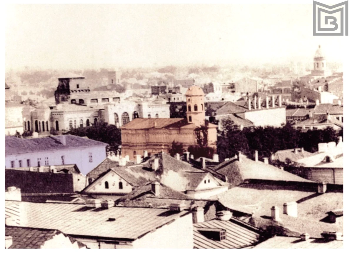 Biserica și Academia Sf. Sava, fotografie realizată de Ludwig Angerer în anul 1856 (© Muzeul Municipiului București)