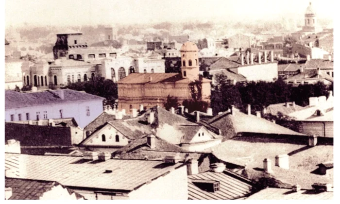 Biserica și Academia Sf. Sava, fotografie realizată de Ludwig Angerer în anul 1856 (© Muzeul Municipiului București)