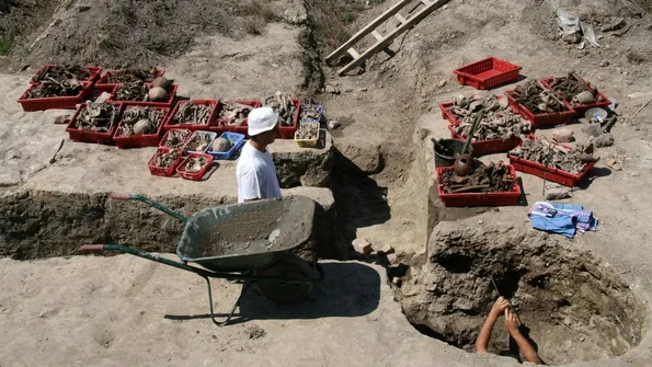 Deși fântâna a fost cercetată în 2008, arheologii au studiat scheletele abia recent pentru a încerca să afle de ce au murit (© Slavica Filipović, Muzeul Arheologic Osijek / Arheološki muzej Osijek)
