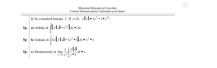 Subiecte Matematică (Mate-info) - Bacalaureat august 2025. FOTO Ministerul Educației