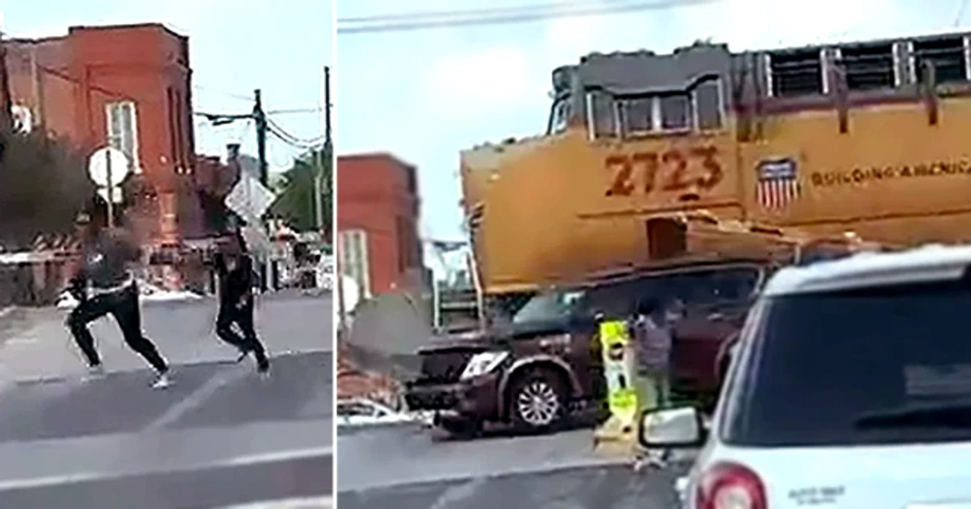 Cele două au scăpat din SUV-ul lor blocat pe șine. FOTO: TMZ