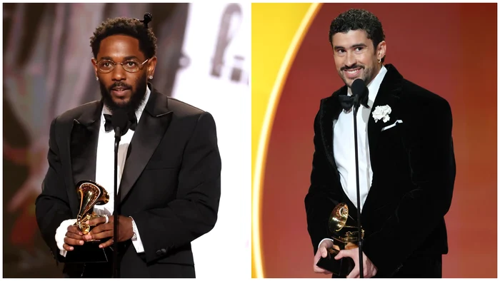 Kendrick Lamar și Bad Bunny, marii câștigători ai galei. FOTO: X/@simonsaysdrip/@THR