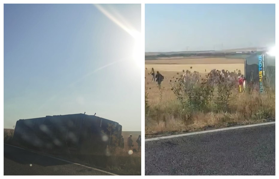 Un autocar cu peste 50 de pasageri s-a răsturnat în județul Constanța. Planul Roşu de Intervenţie, activat