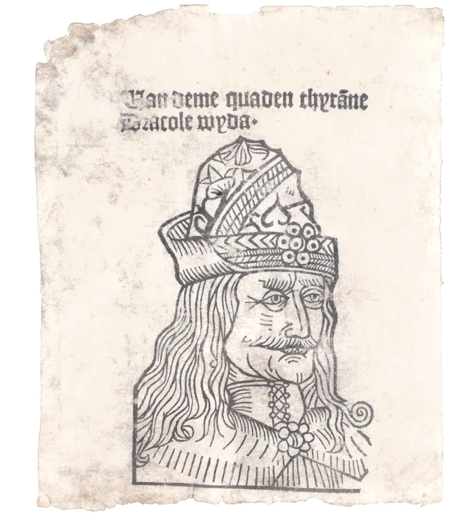 Gravură rară a lui Vlad Țepeș, 1488-1493, scoasă la licitație - Foto Artmark 