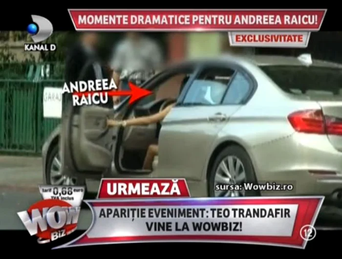 Andreea s-a urcat imediat în maşină şi a plecat după ela la spital (captură: WOWbiz)