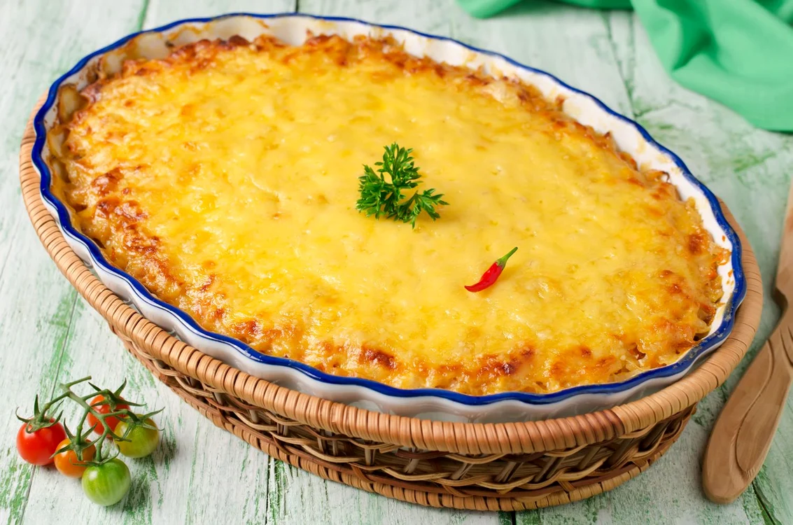 46731073   casserole with cabbage and meat under a cheese crust jpeg