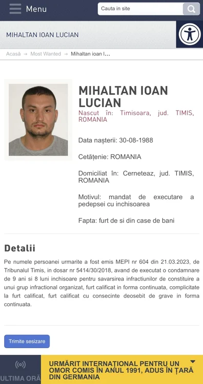 Mihălțan are mandat de excutare a pedepsei cu închisoarea FOTO Voceatimisului.ro