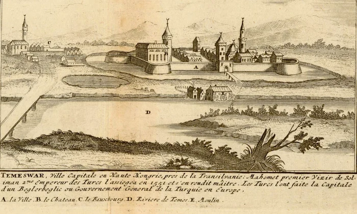 Timișoara otomană în 1656. Gravură de Nicolas Sanson (© Wikimedia Commons)