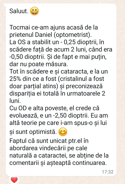 Dovada că se poate ameliora cataracta cu ajutorul exercițiilor oculare. SURSA Flavius Țurcanu 