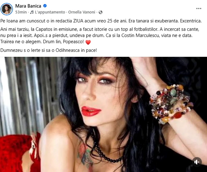Postarea Marei Bănică - Foto: captură Facebook 